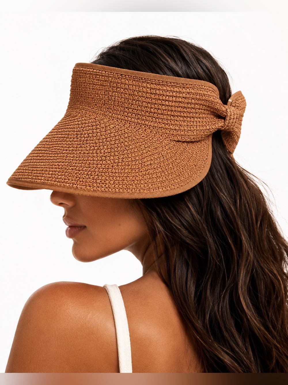 BOUTIQUE Adjustable Paper Straw Sun Visor Resort Travel Beach Ha
